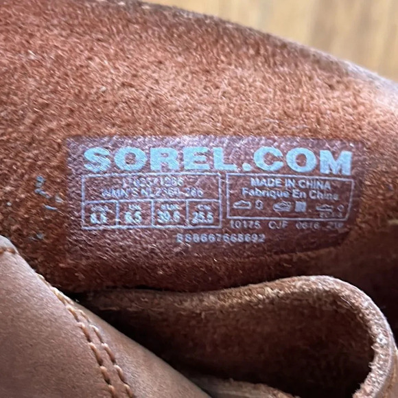 Sorel sz 8.5 Arrington Heeled Bootie matte cognac brown color minimal sole wear - Picture 4 of 8